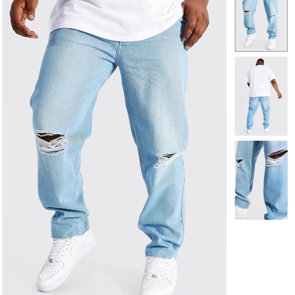 NWT Boohoo Man straight leg exploded knee‎ jeans